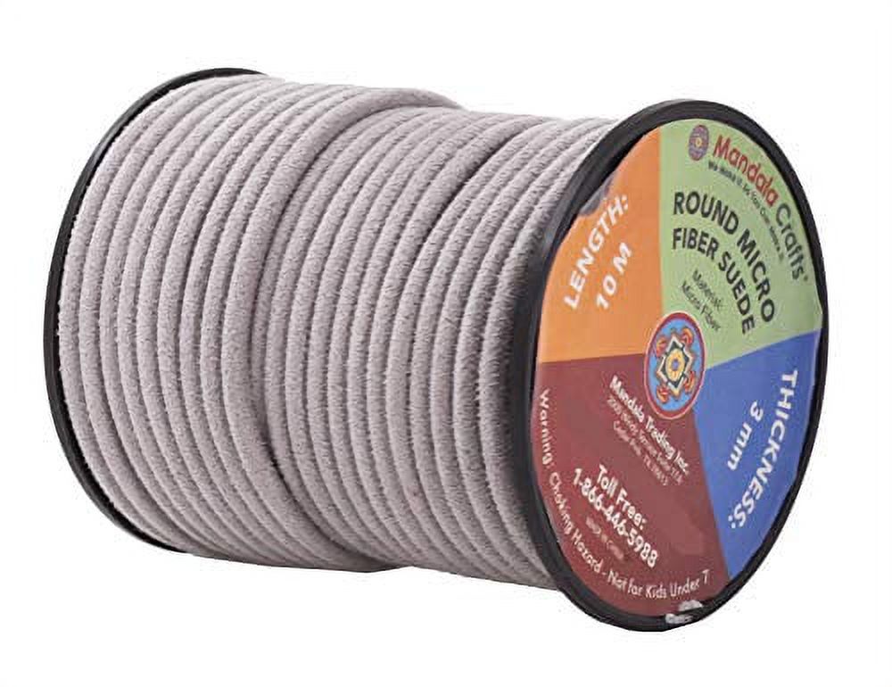 Mandala Crafts Round Faux Suede Leather Cord from Micro-Fiber for Jewelry  Making, Crafting, Beading, Lacing (Gray, 3mm 11 Yards) 